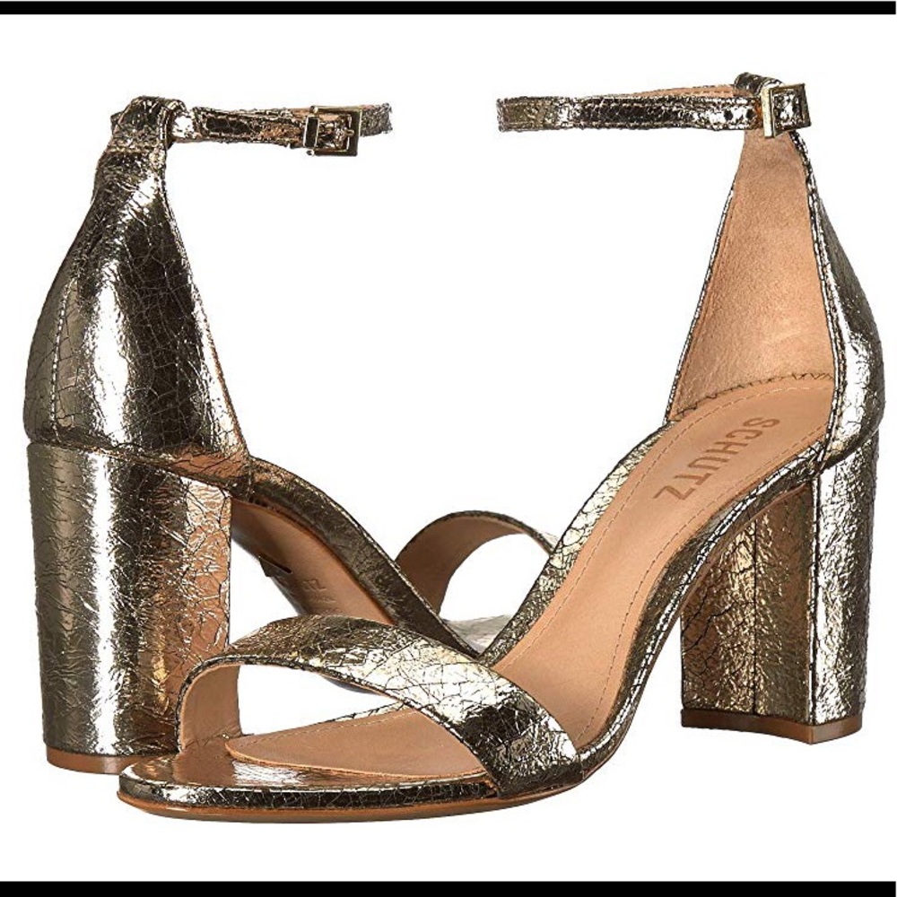 SCHUTZ Anna Lee craque platina metallic heels 7.5